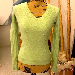Ralph Lauren slim fit lime green cashmere sweater pullover v neck S